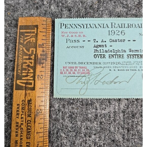 1926 Pennsylvania Railroad System Pass #BF9335 Paper Signed - Picture 4 of 7